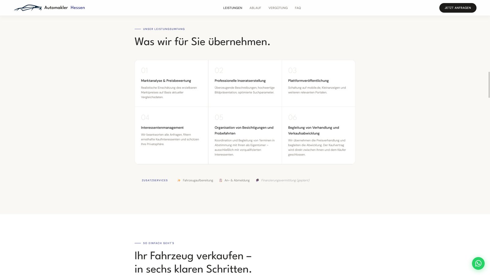 Automakler Hessen — Hero-Bereich Screenshot