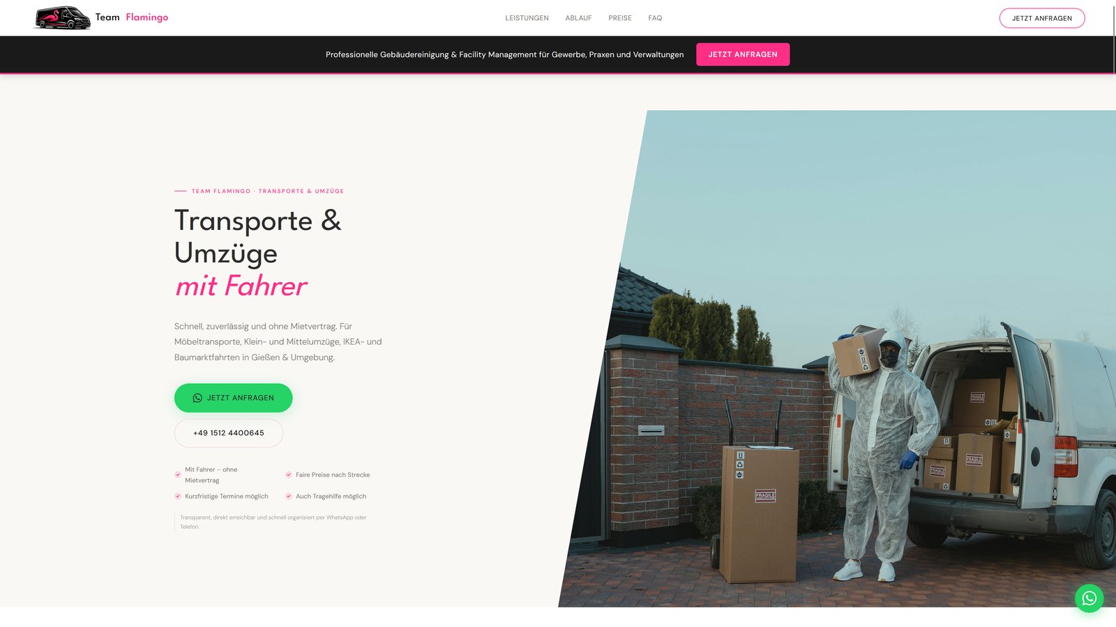 Team Flamingo — Startseite Screenshot